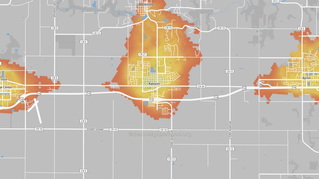 Bike Grade map of 55944, MN
