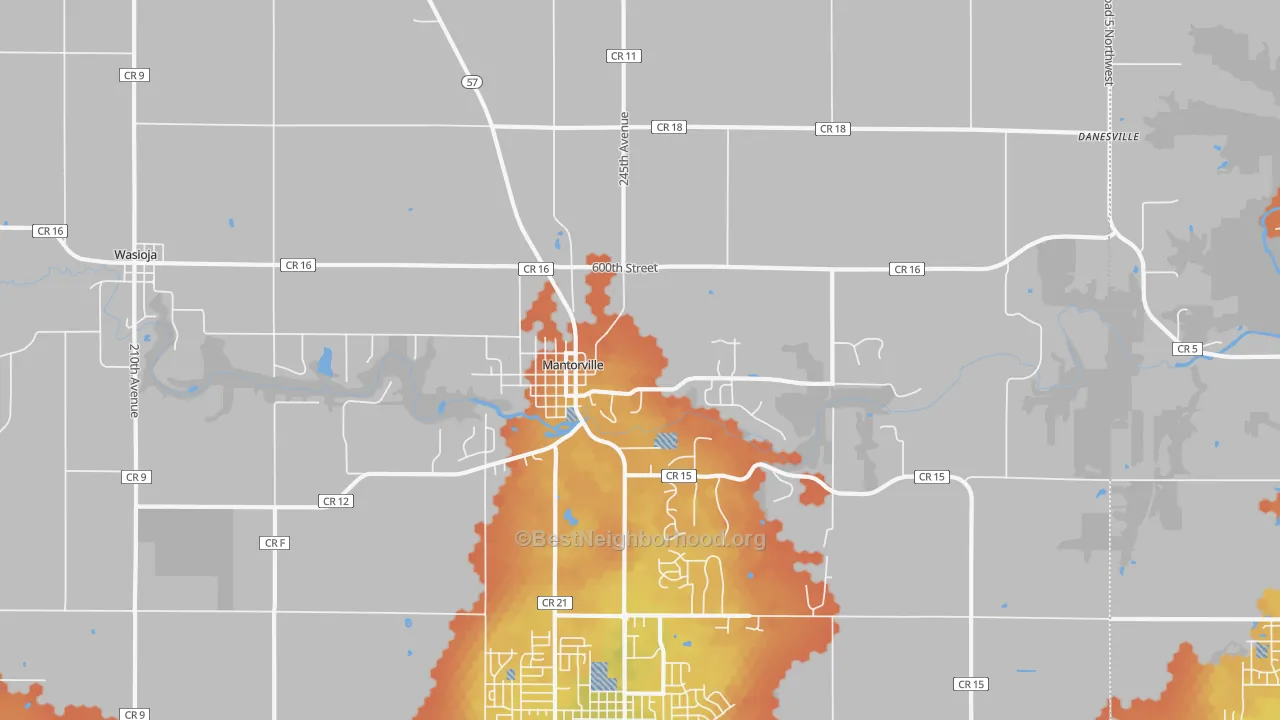 Bike Grade map of 55955, MN