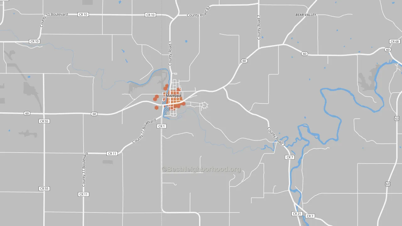 Bike Grade map of 55956, MN