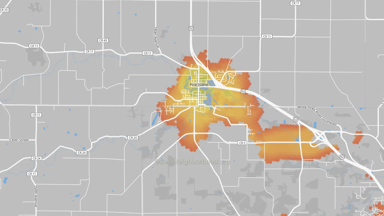 Bike Grade map of 55963, MN