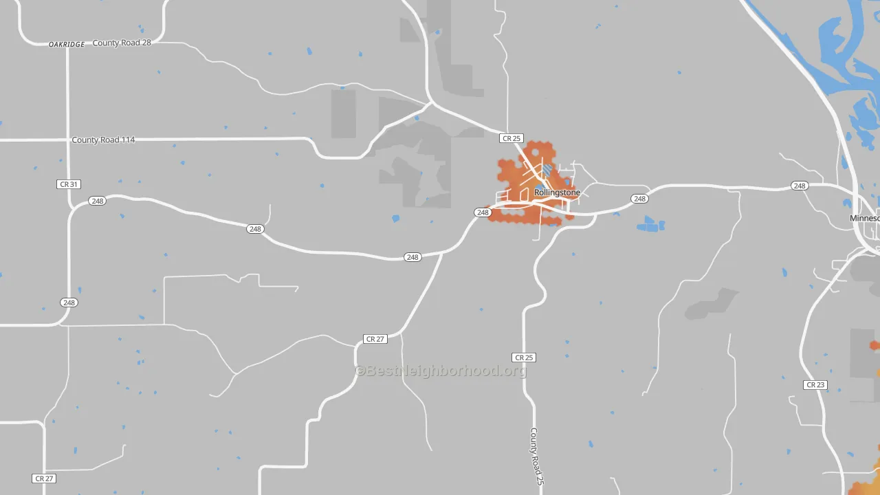 Bike Grade map of 55969, MN