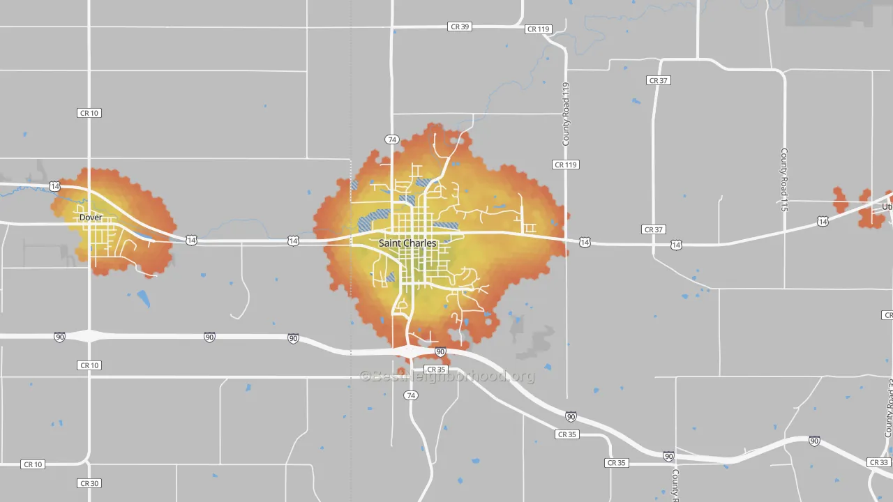 Bike Grade map of 55972, MN