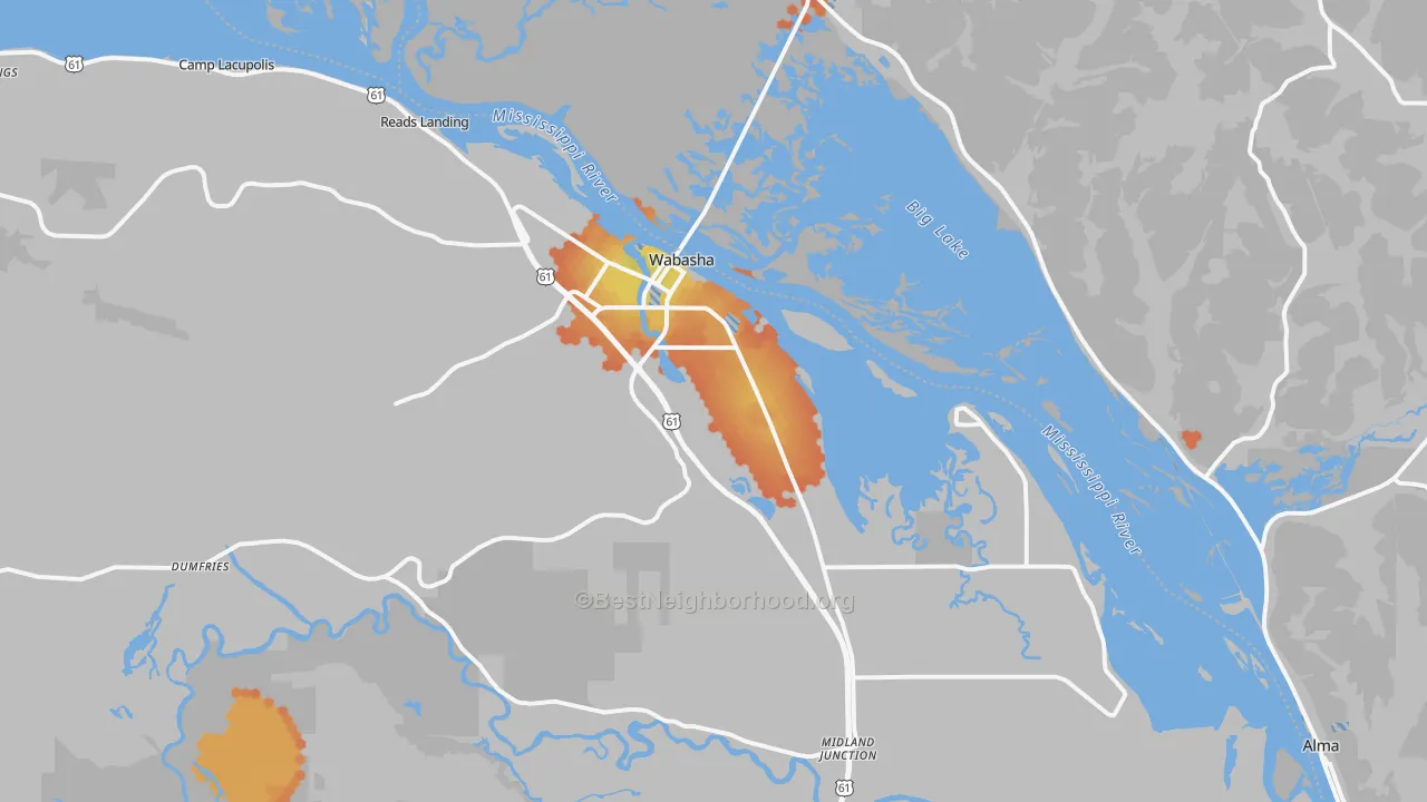 Bike Grade map of 55981, MN