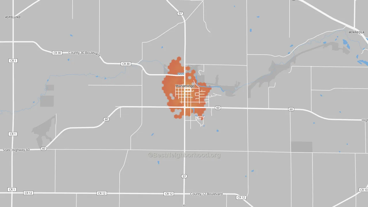 Bike Grade map of 55983, MN