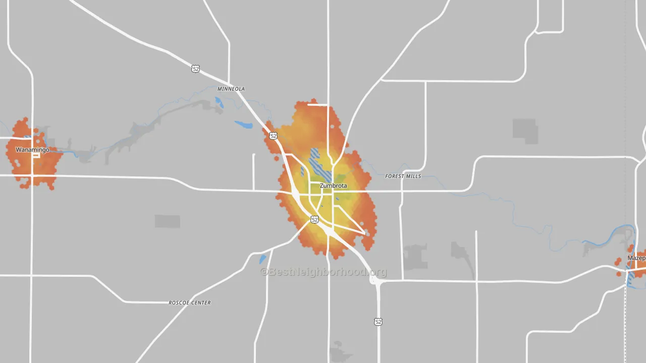 Bike Grade map of 55992, MN