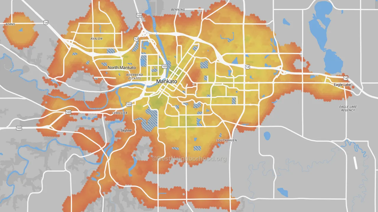 Bike Grade map of 56001, MN