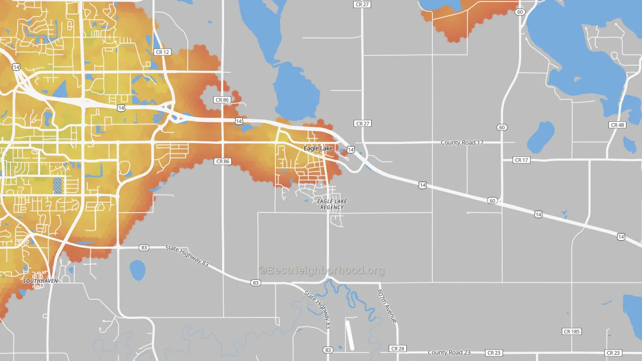 Bike Grade map of 56024, MN