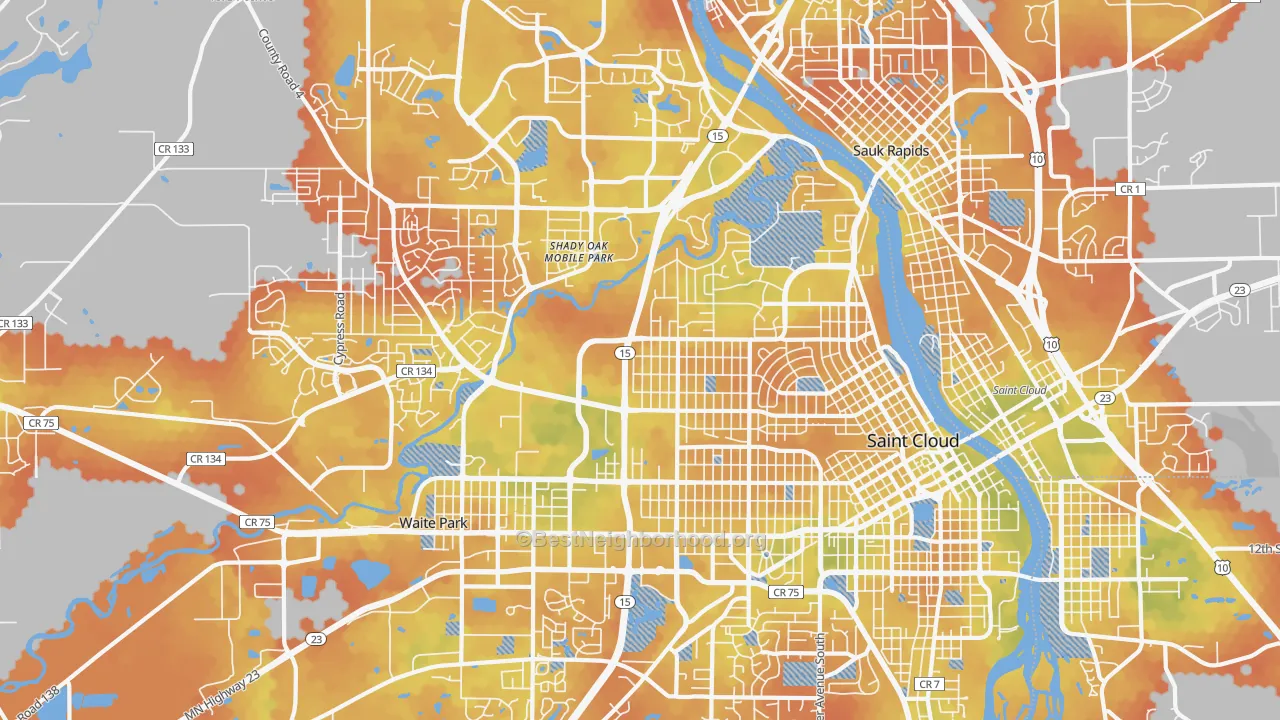 Bike Grade map of 56303, MN