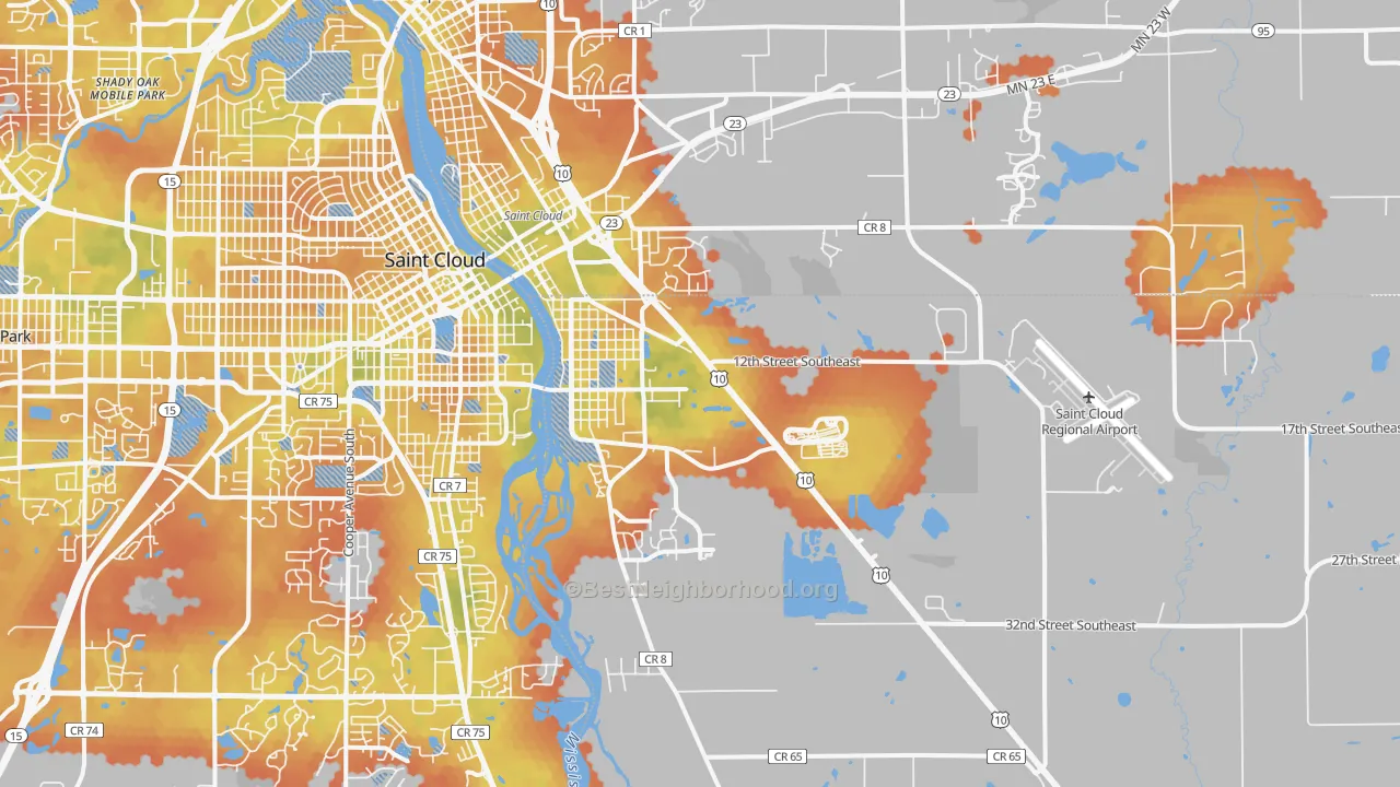 Bike Grade map of 56304, MN