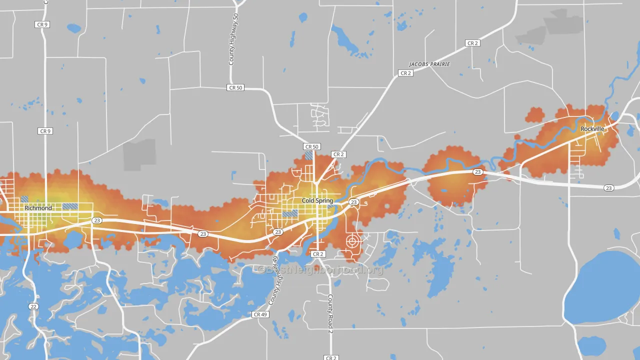 Bike Grade map of 56320, MN