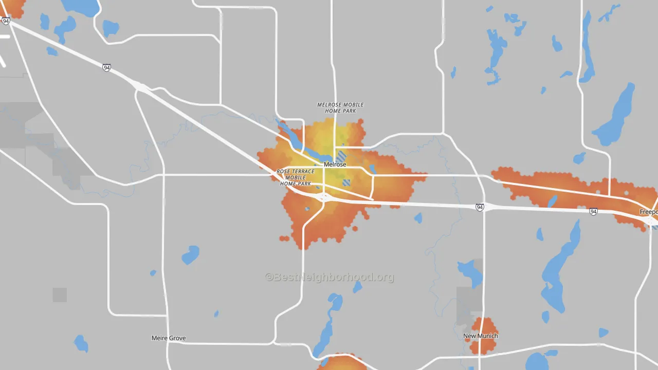 Bike Grade map of 56352, MN