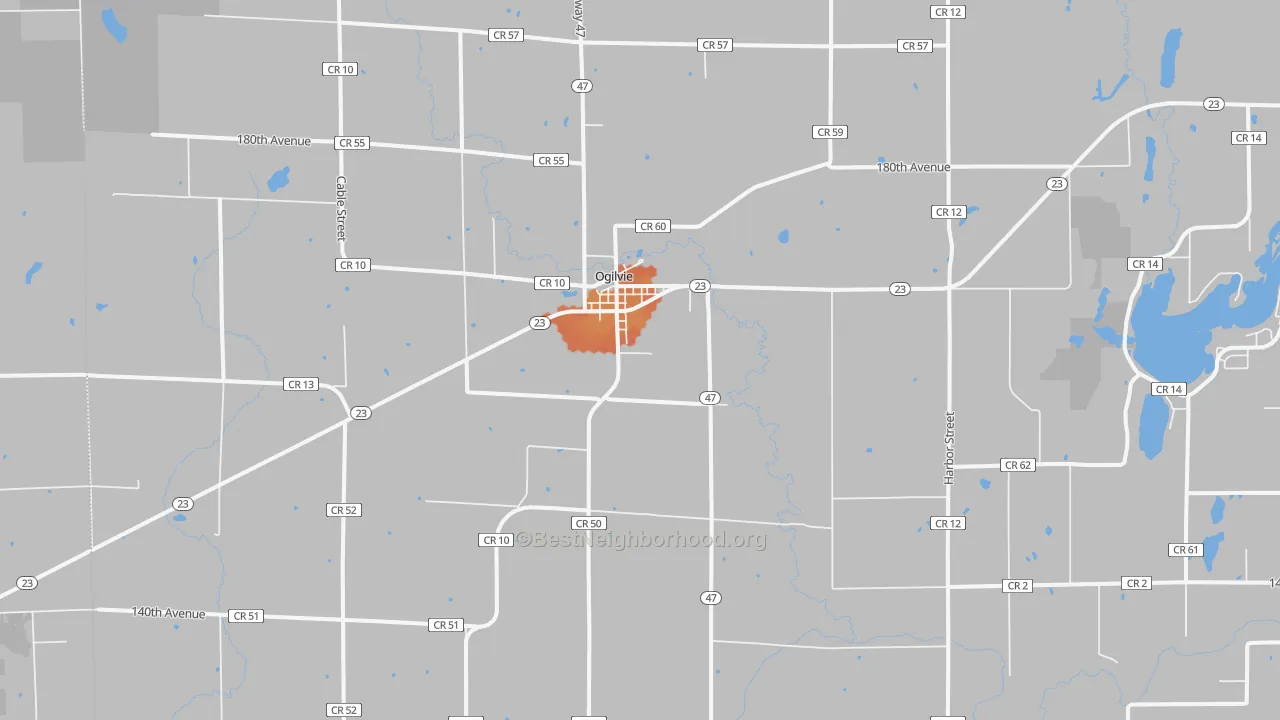 Bike Grade map of 56358, MN