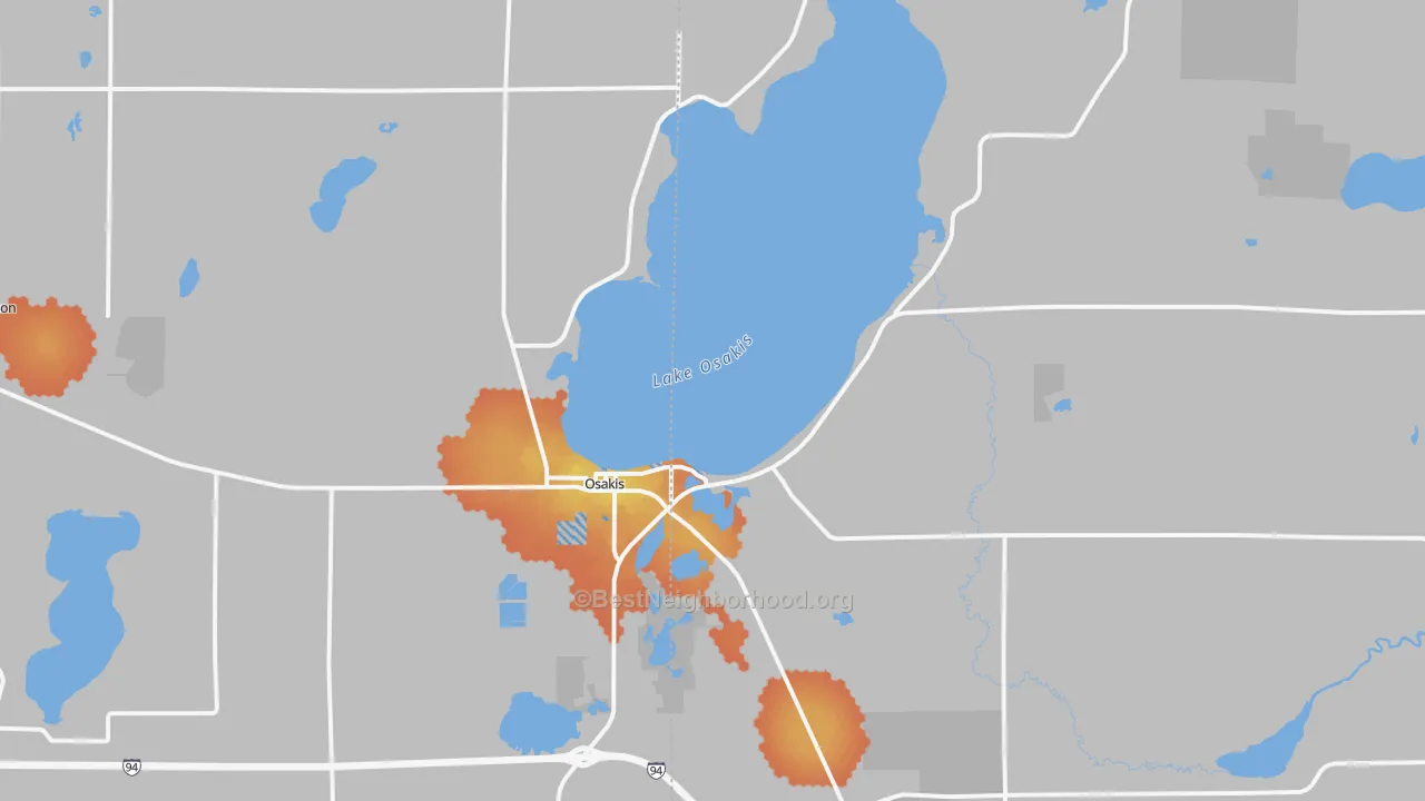 Bike Grade map of 56360, MN