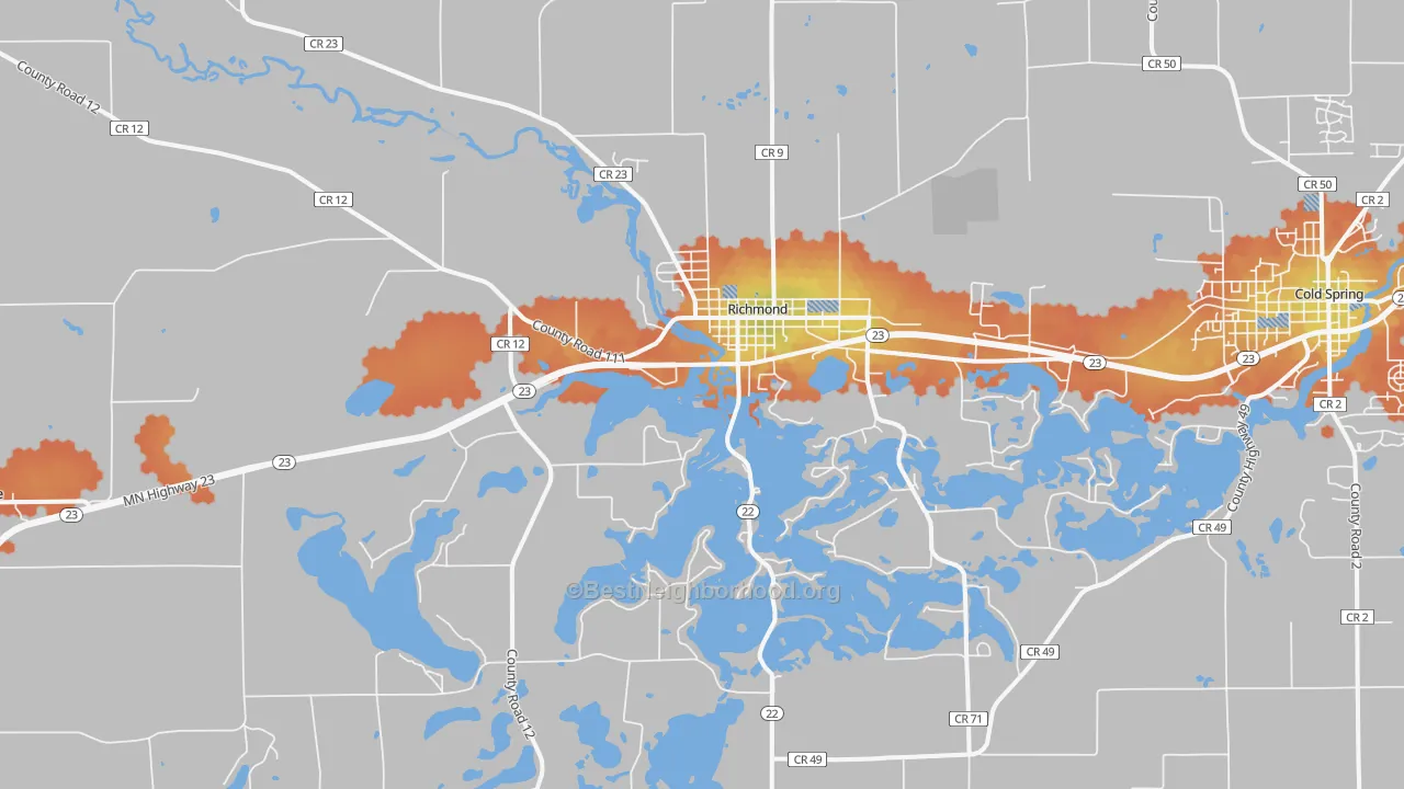 Bike Grade map of 56368, MN