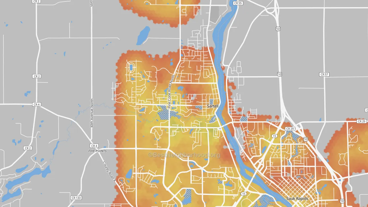 Bike Grade map of 56377, MN