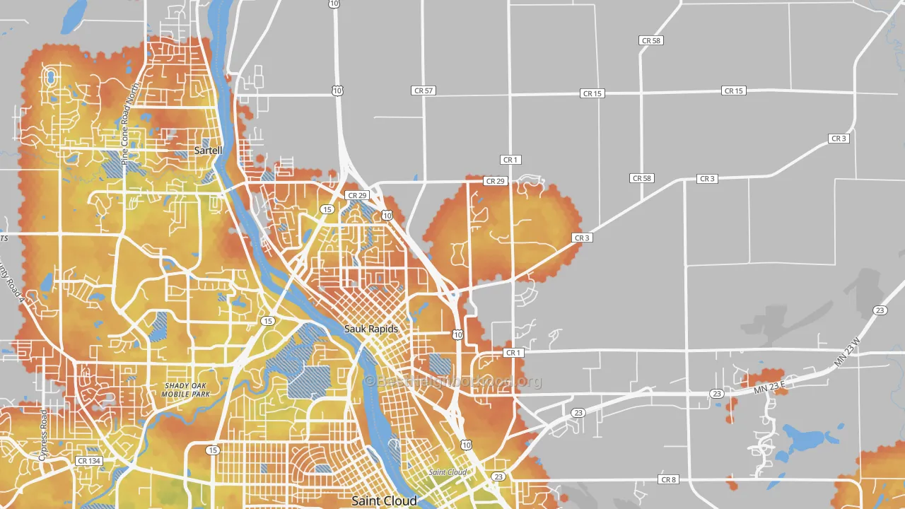 Bike Grade map of 56379, MN