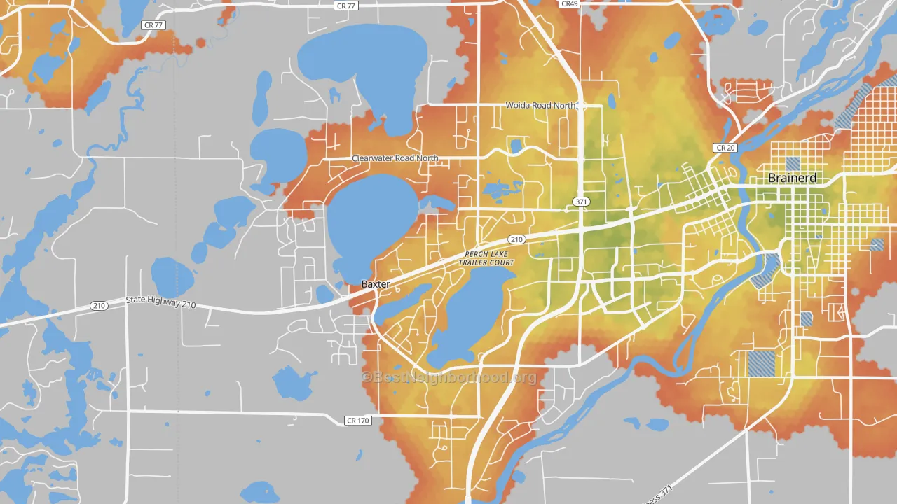 Bike Grade map of 56425, MN