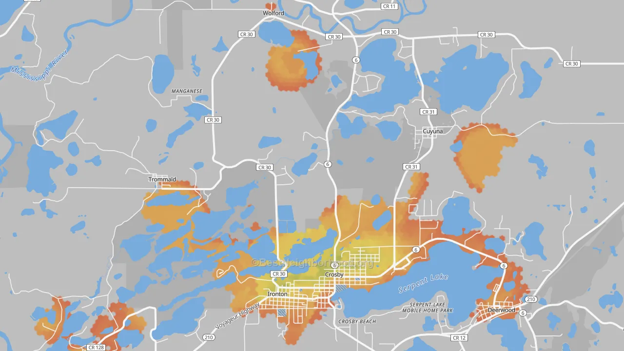 Bike Grade map of 56441, MN