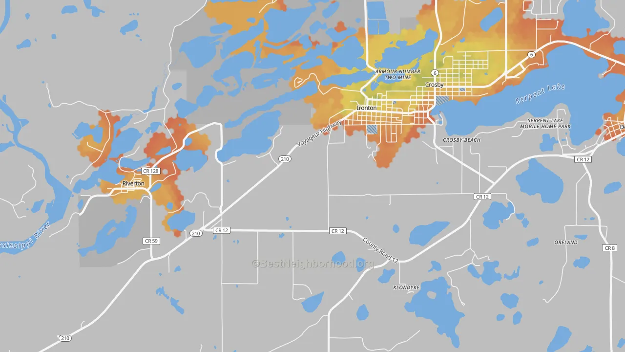 Bike Grade map of 56455, MN