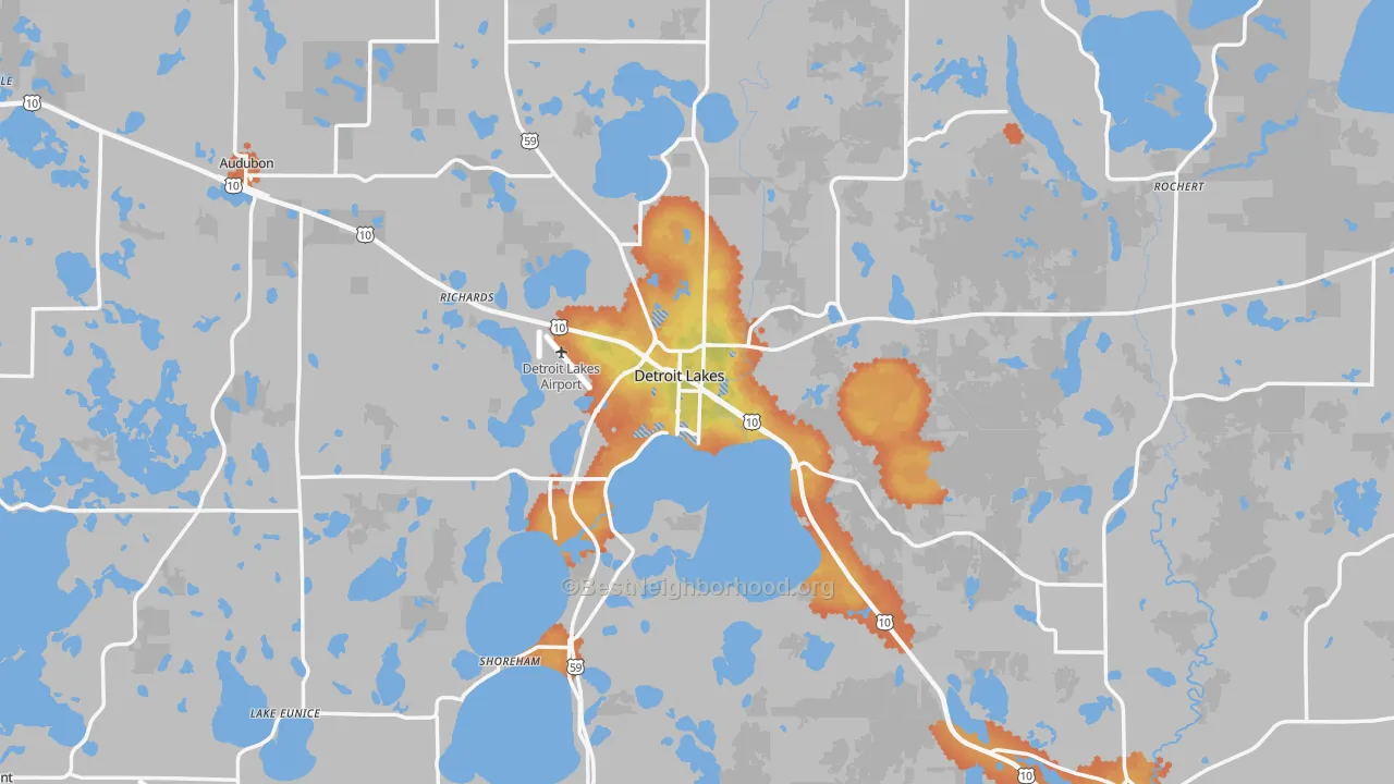 Bike Grade map of 56501, MN