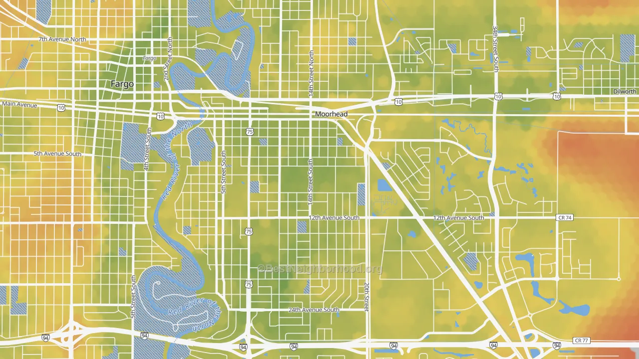 Bike Grade map of 56563, MN