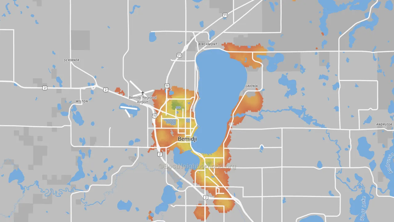 Bike Grade map of 56601, MN
