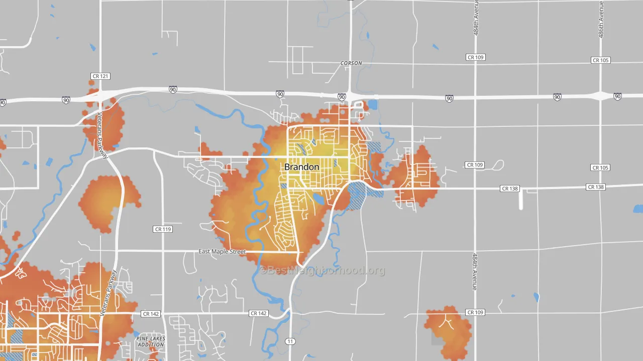 Bike Grade map of 57005, SD