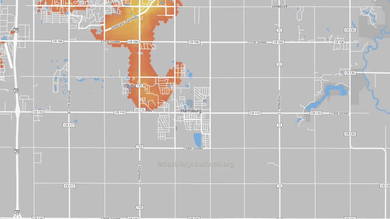Bike Grade map of 57032, SD