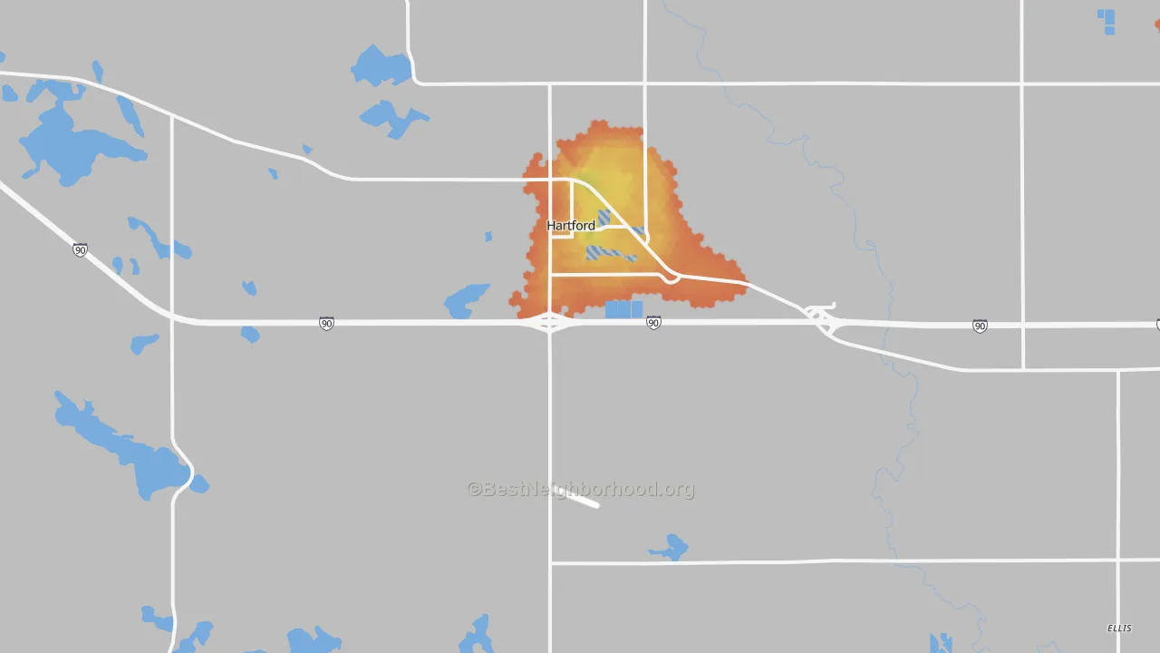 Bike Grade map of 57033, SD