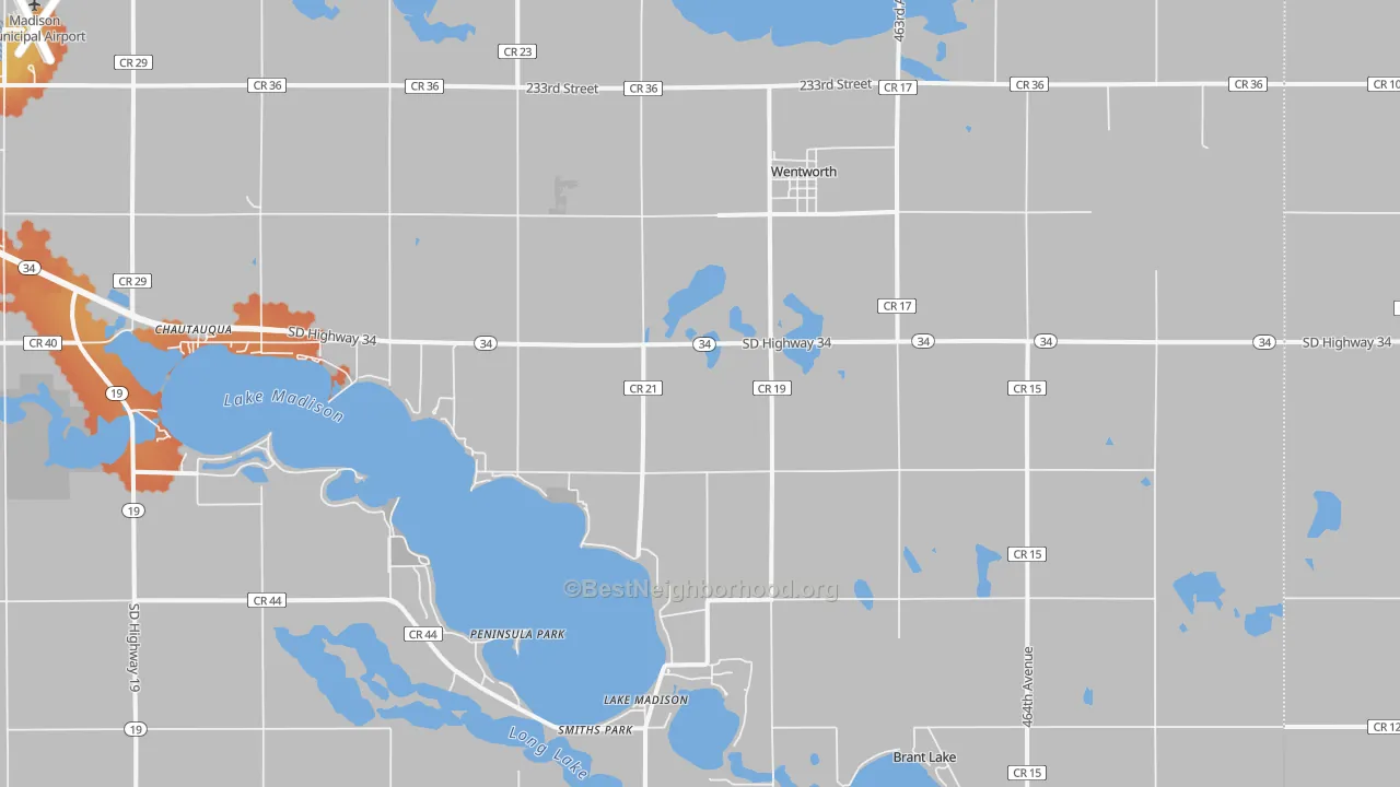 Bike Grade map of 57075, SD