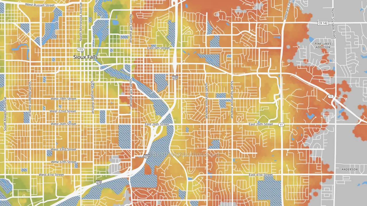 Bike Grade map of 57103, SD