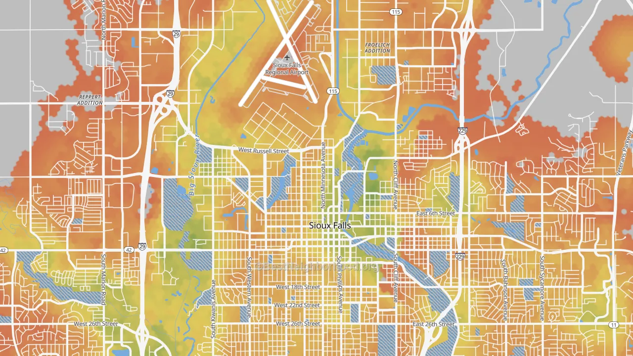 Bike Grade map of 57104, SD