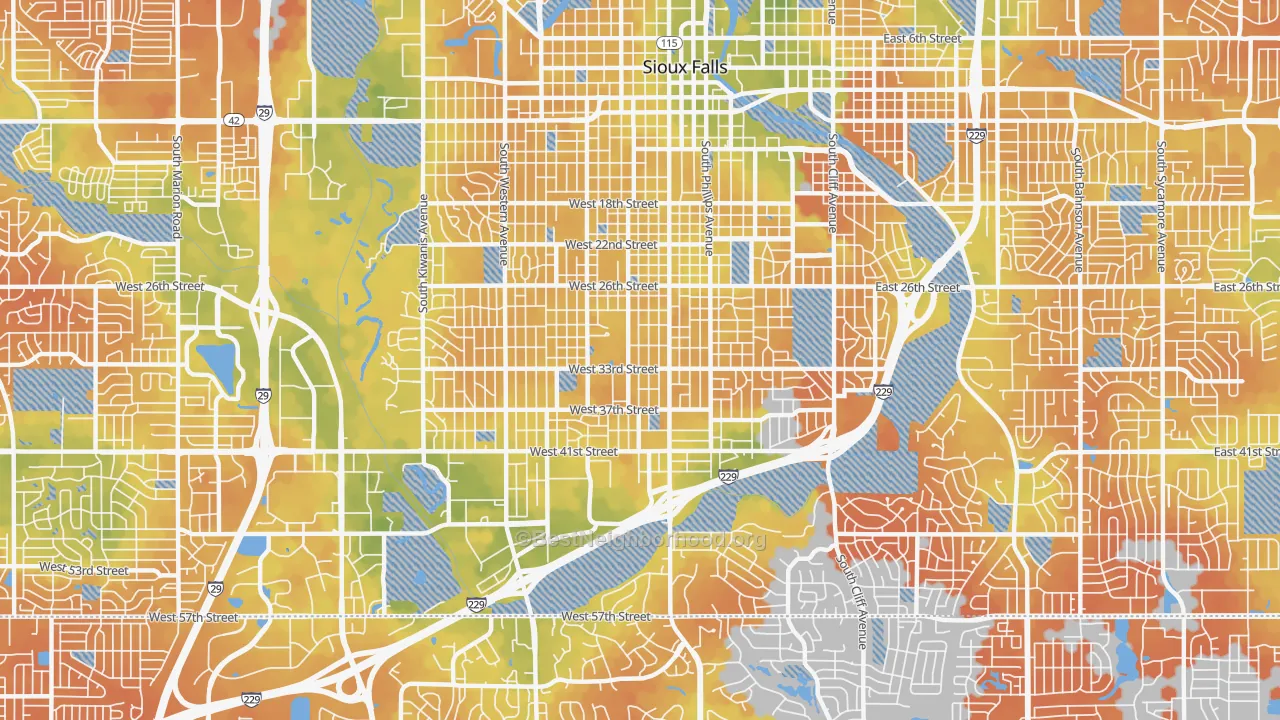 Bike Grade map of 57105, SD