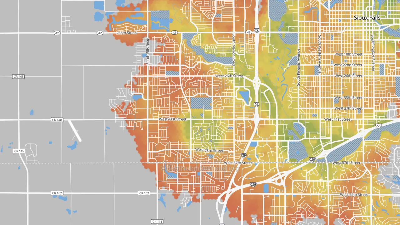 Bike Grade map of 57106, SD