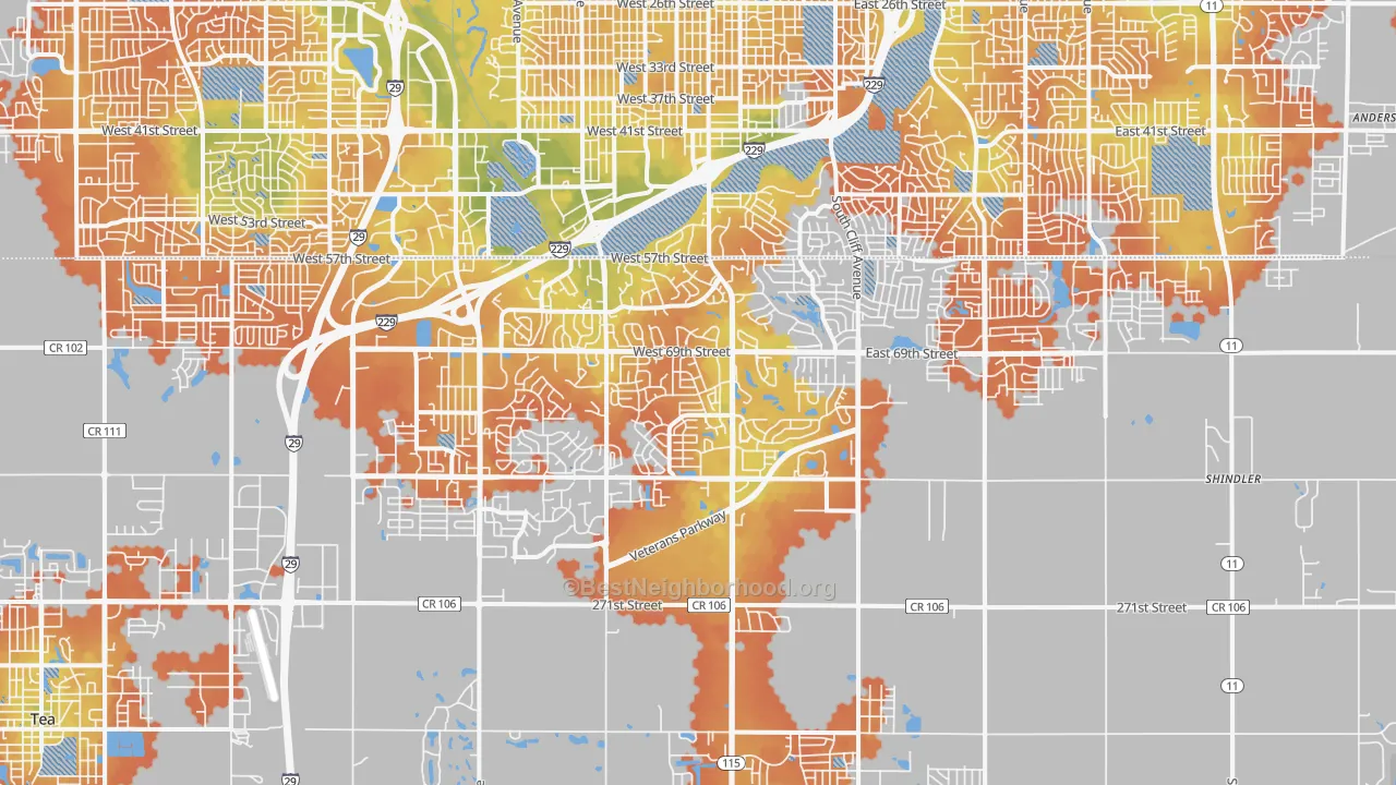 Bike Grade map of 57108, SD
