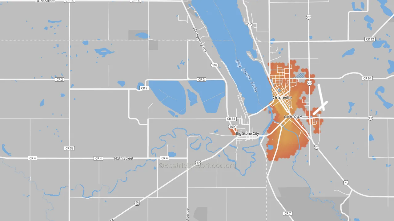 Bike Grade map of 57216, SD
