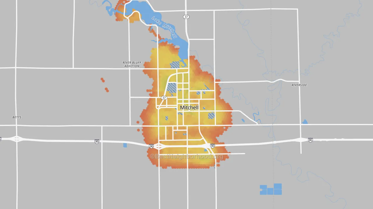 Bike Grade map of 57301, SD