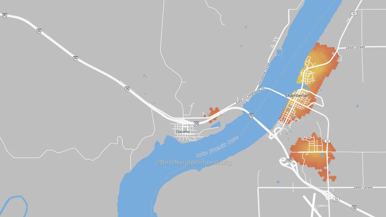 Bike Grade map of 57365, SD
