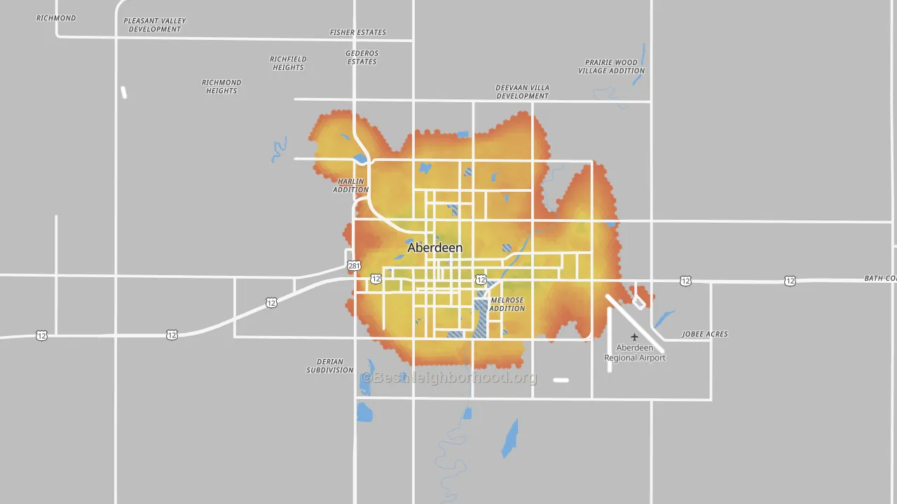 Bike Grade map of 57401, SD