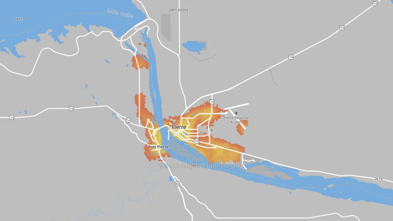 Bike Grade map of 57501, SD