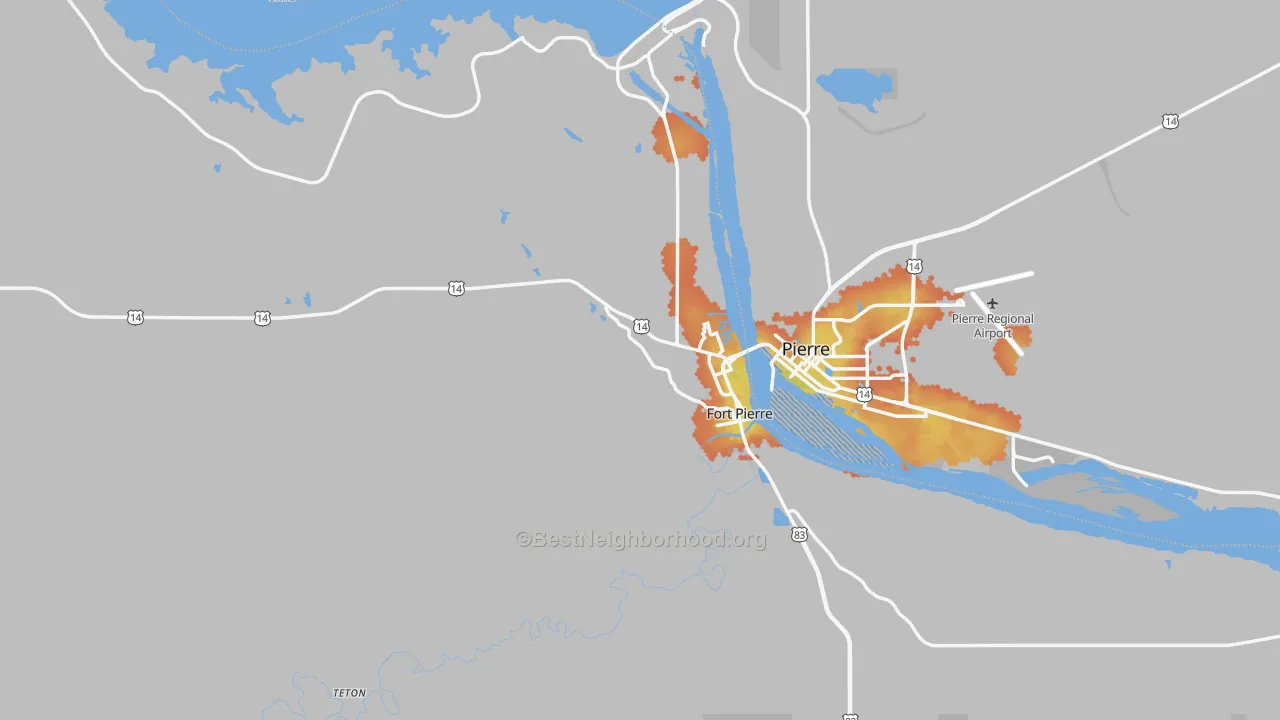Bike Grade map of 57532, SD