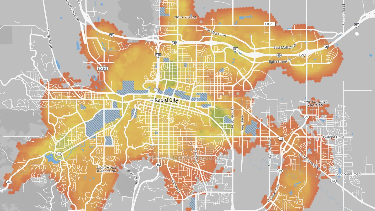 Bike Grade map of 57701, SD
