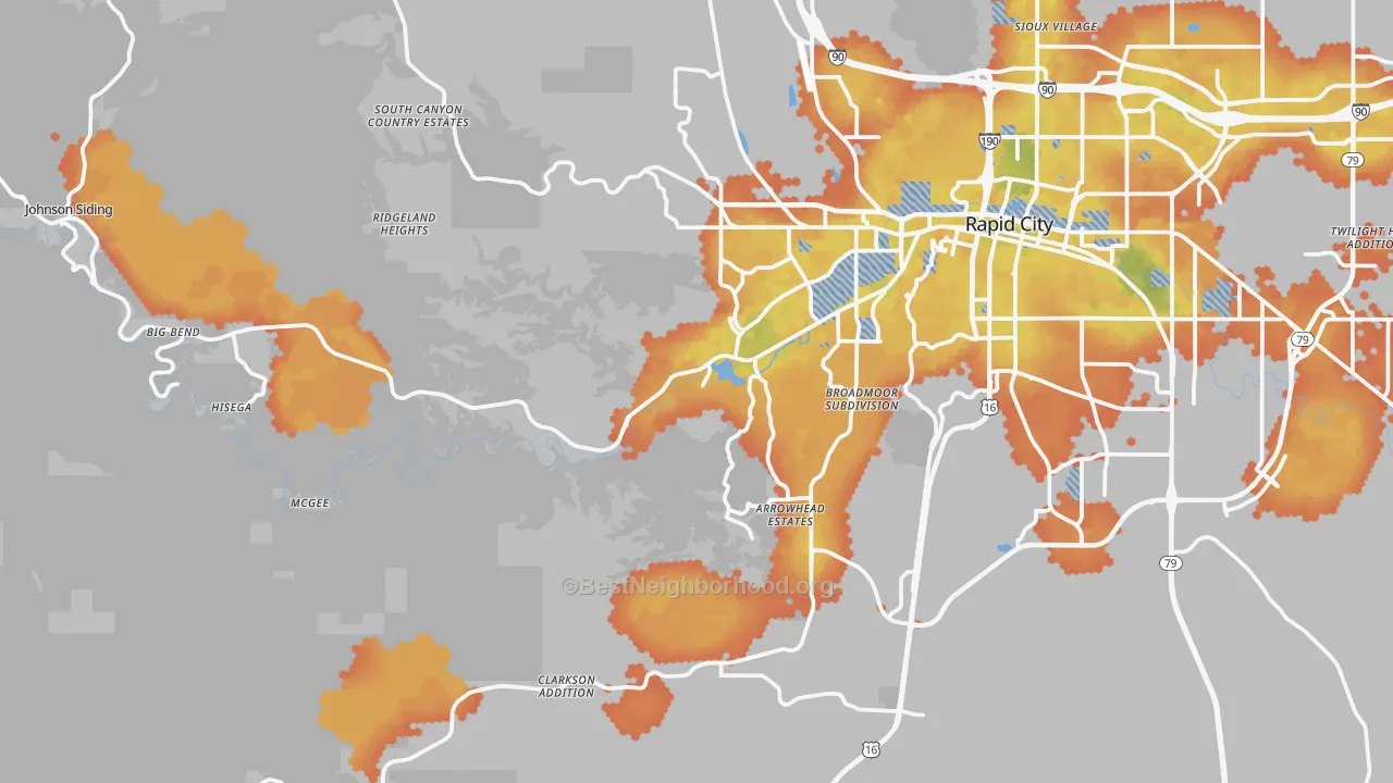 Bike Grade map of 57702, SD