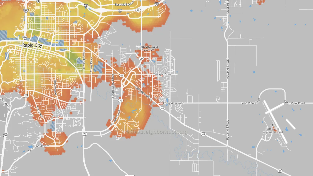 Bike Grade map of 57703, SD