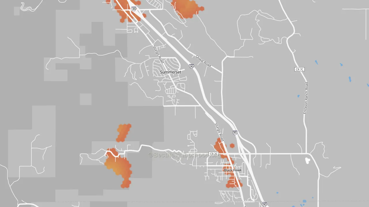 Bike Grade map of 57718, SD