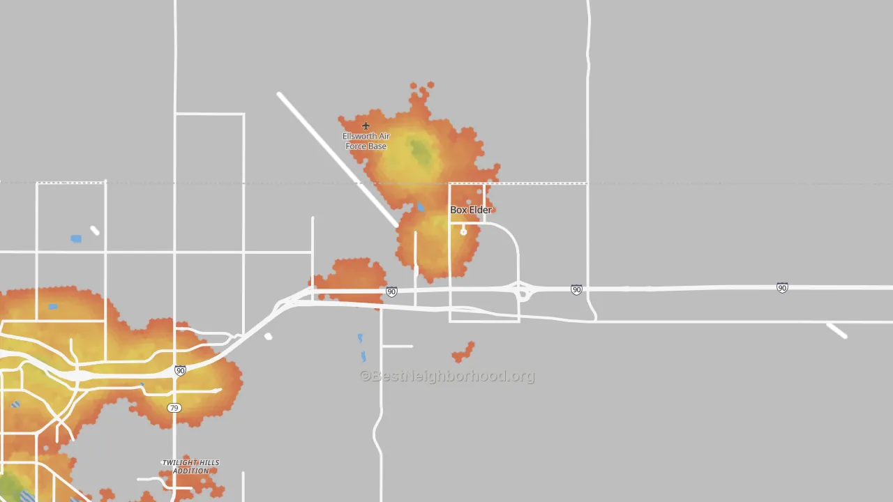 Bike Grade map of 57719, SD