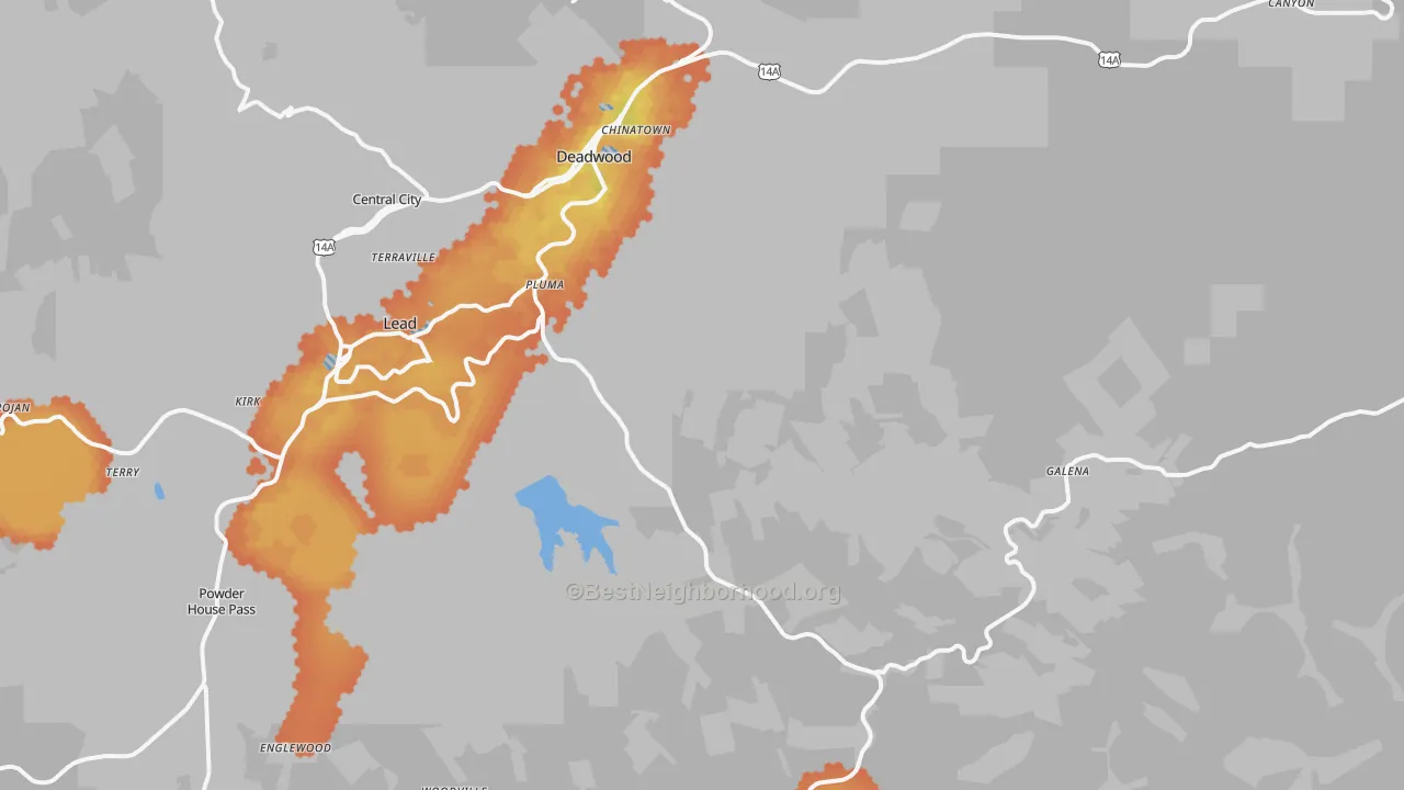 Bike Grade map of 57732, SD