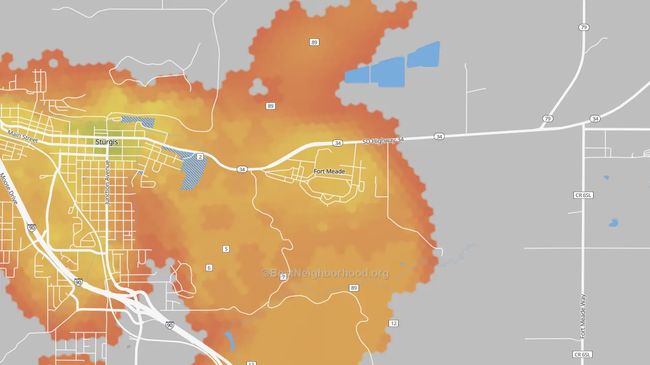 Bike Grade map of 57741, SD