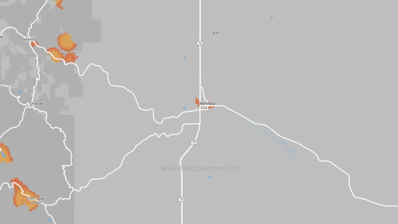 Bike Grade map of 57744, SD