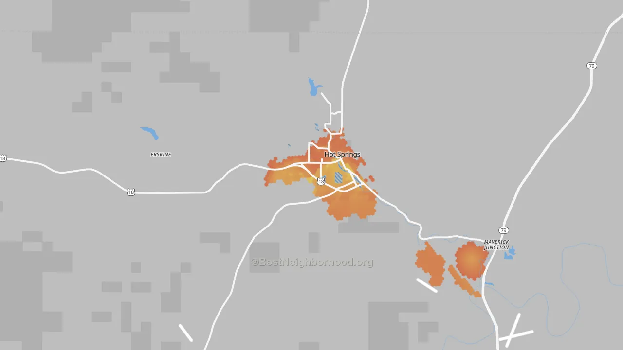 Bike Grade map of 57747, SD